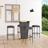 vidaXL 3-Piece Garden Bar Set with Cushions Poly Rattan Black