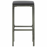 vidaXL 3-Piece Garden Bar Set with Cushions Poly Rattan Black