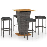 vidaXL 3-Piece Garden Bar Set with Cushions Poly Rattan Black