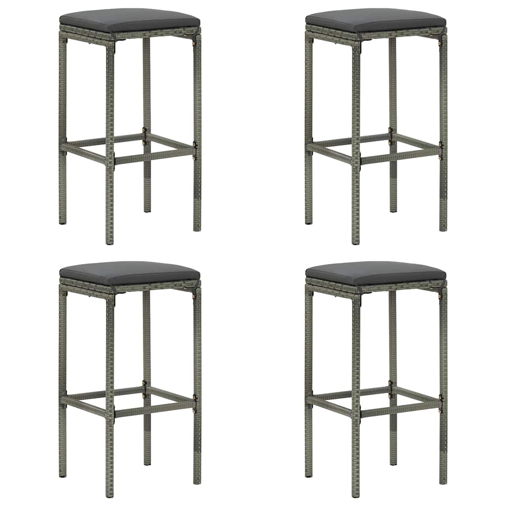 vidaXL 3-Piece Garden Bar Set with Cushions Poly Rattan Black