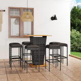 vidaXL 3-Piece Garden Bar Set with Cushions Poly Rattan Black