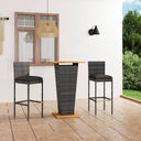 vidaXL 3-delige Tuinbarset met kussens poly rattan zwart