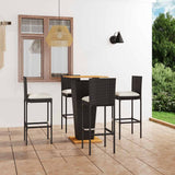 vidaXL 3-delige Tuinbarset met kussens poly rattan zwart