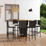 vidaXL 3-delige Tuinbarset met kussens poly rattan zwart