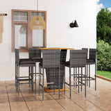 vidaXL 3-delige Tuinbarset met kussens poly rattan zwart