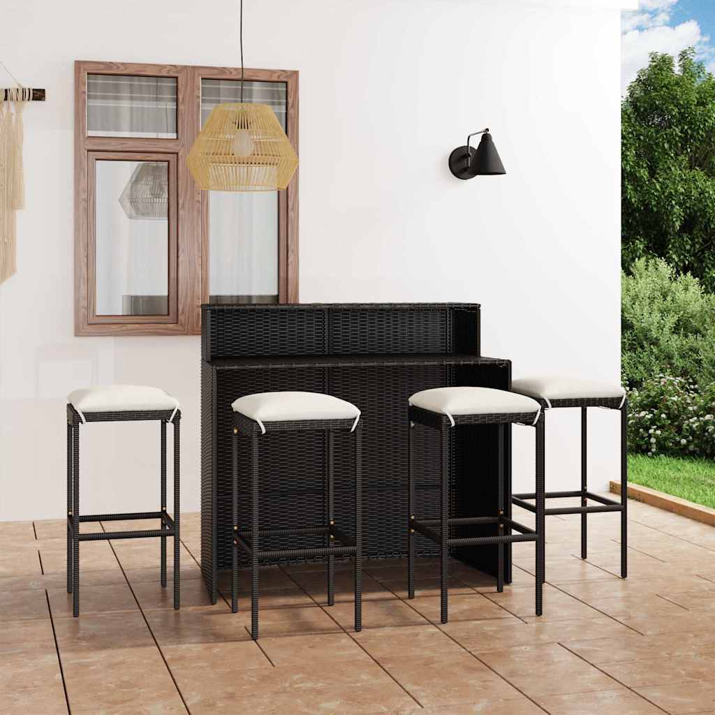 vidaXL 3-delige Tuinbarset met kussens bruin