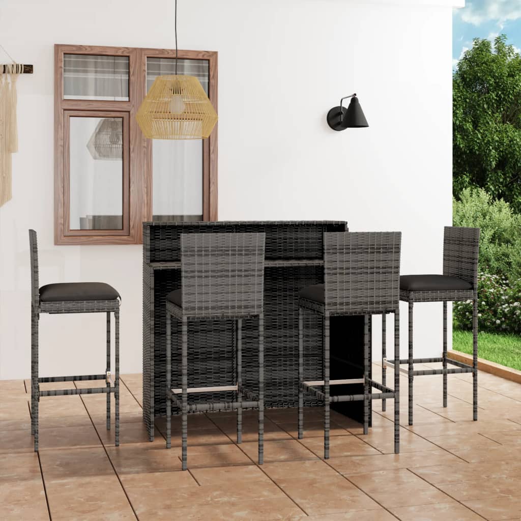 vidaXL 3-delige Tuinbarset met kussens zwart
