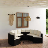 vidaXL 7-delige Loungeset met kussens poly rattan zwart