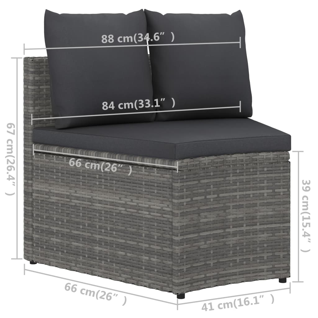 vidaXL 7-delige Loungeset met kussens poly rattan zwart