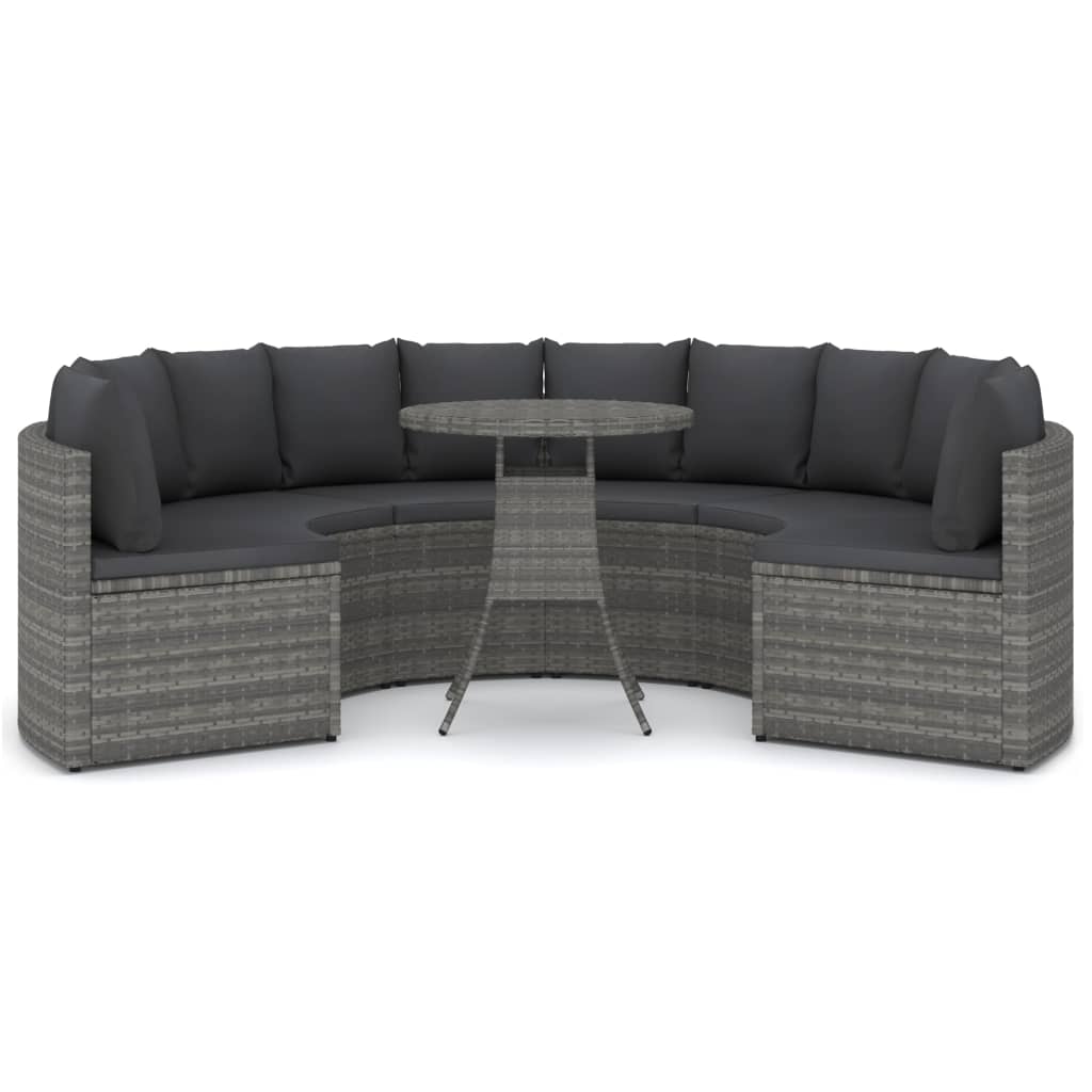 vidaXL 7-delige Loungeset met kussens poly rattan zwart