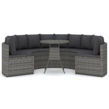 vidaXL 7-delige Loungeset met kussens poly rattan zwart