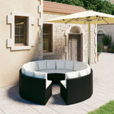 vidaXL 6-delige Loungeset met kussens poly rattan zwart