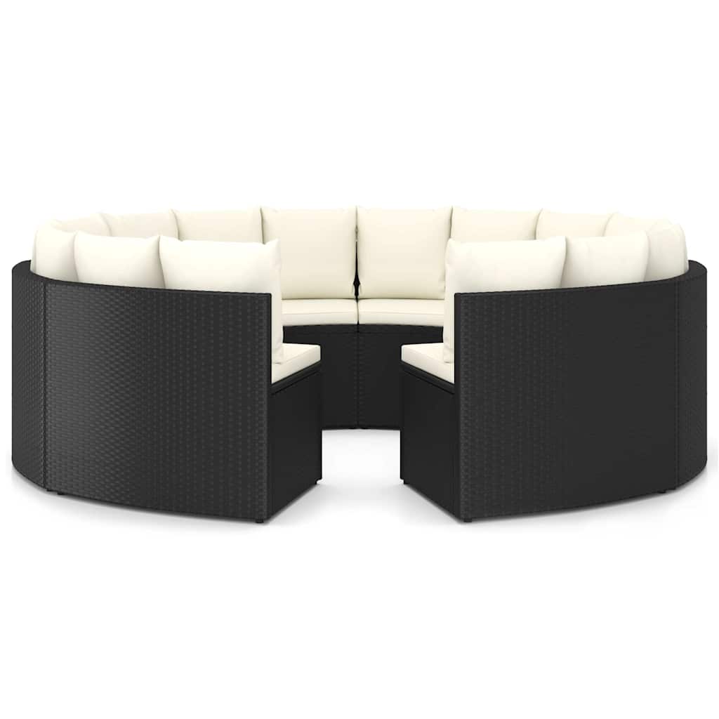 vidaXL 6-delige Loungeset met kussens poly rattan zwart