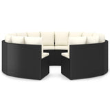 vidaXL 6-delige Loungeset met kussens poly rattan zwart