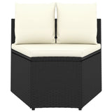 vidaXL 6-delige Loungeset met kussens poly rattan zwart
