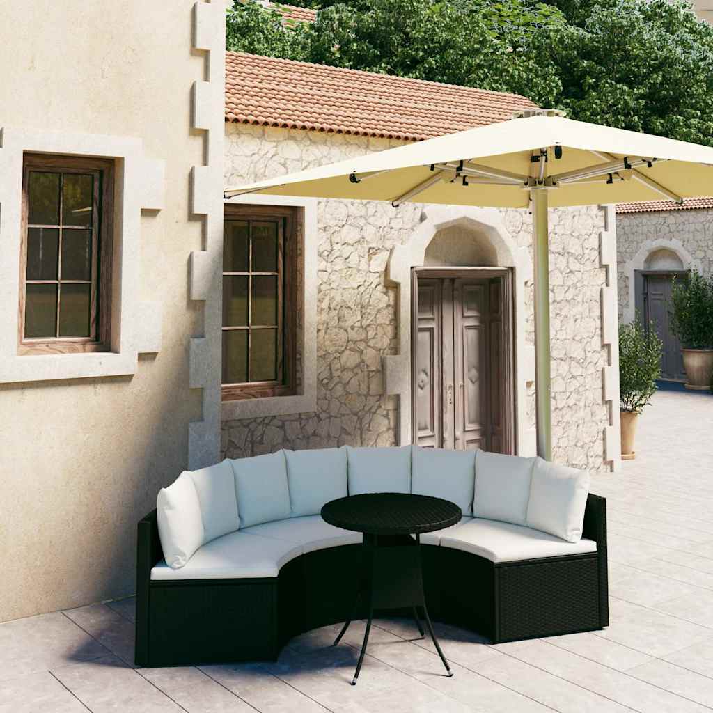 vidaXL 7-delige Loungeset met kussens poly rattan zwart