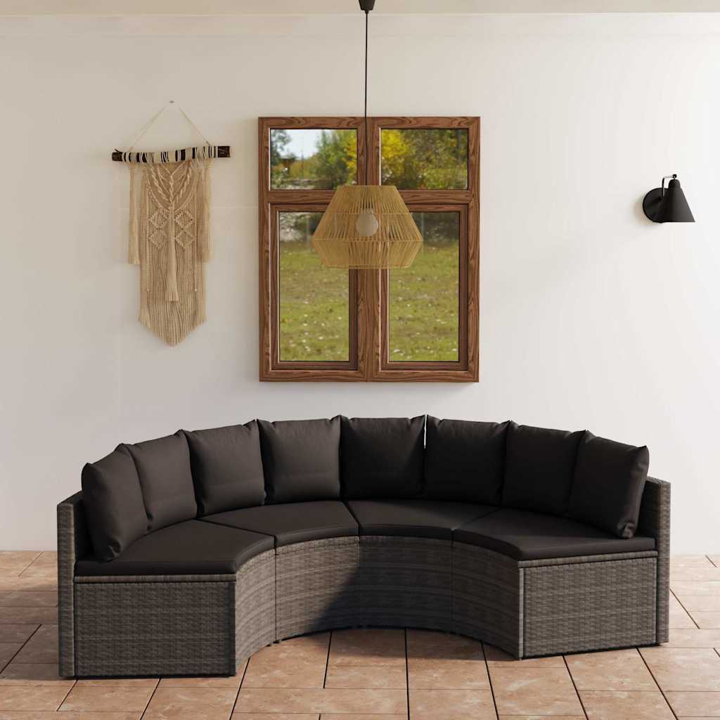 vidaXL 6-delige Loungeset met kussens poly rattan zwart