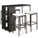 vidaXL 5-piece Garden Bar Set with Cushions Poly Rattan Brown
