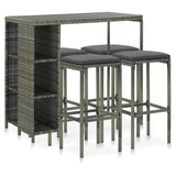 vidaXL 5-piece Garden Bar Set with Cushions Poly Rattan Brown