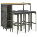 vidaXL 5-delige Tuinbarset met kussens poly rattan bruin