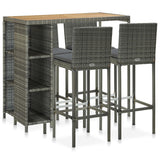 vidaXL 5-delige Tuinbarset met kussens poly rattan zwart