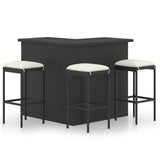 vidaXL 4-delige Tuinbarset met kussens poly rattan bruin