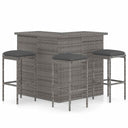 vidaXL 4-delige Tuinbarset met kussens poly rattan bruin