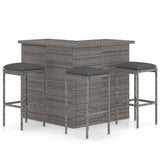 vidaXL 4-delige Tuinbarset met kussens poly rattan bruin