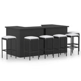 vidaXL 4-delige Tuinbarset met kussens poly rattan bruin