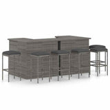 vidaXL 4-delige Tuinbarset met kussens poly rattan bruin