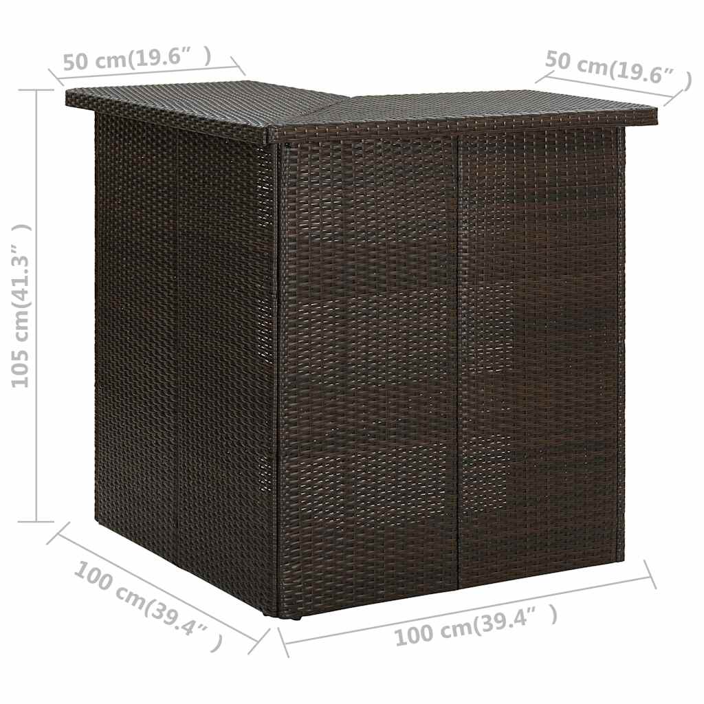vidaXL 4-delige Tuinbarset met kussens poly rattan bruin