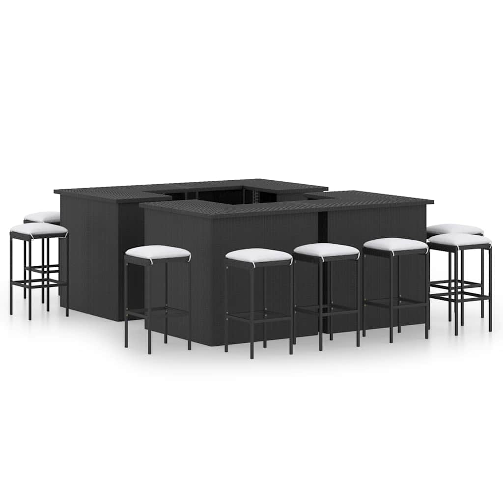 vidaXL 4-delige Tuinbarset met kussens poly rattan bruin