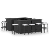vidaXL 4-delige Tuinbarset met kussens poly rattan bruin