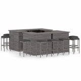 vidaXL 4-delige Tuinbarset met kussens poly rattan bruin