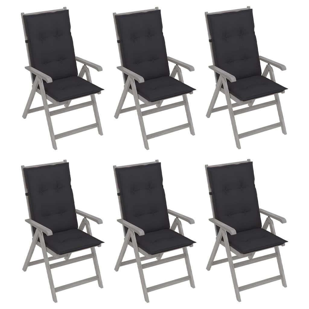 vidaXL Tuinstoelen 6 st verstelbaar met kussens massief acaciahout