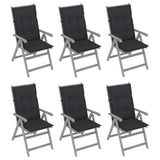 vidaXL Tuinstoelen 6 st verstelbaar met kussens massief acaciahout
