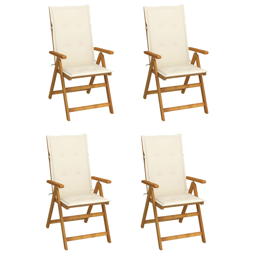 vidaXL Garden Chairs 2 pcs adjustable with cushions solid acacia wood