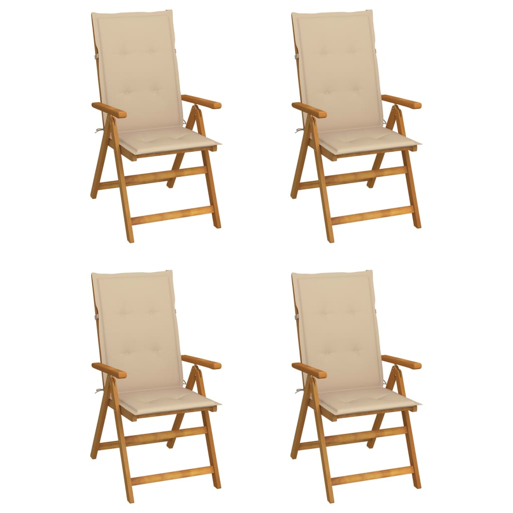 vidaXL Garden Chairs 2 pcs adjustable with cushions solid acacia wood