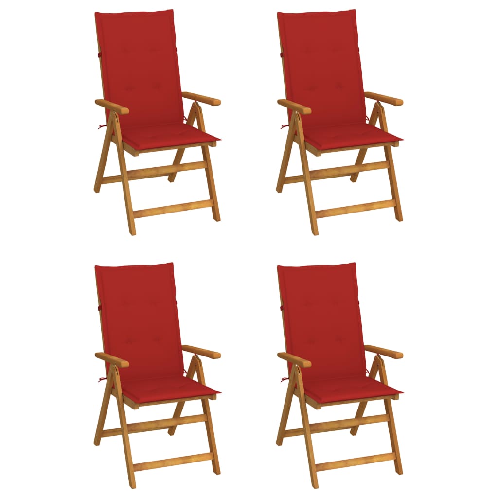 vidaXL Garden Chairs 2 pcs adjustable with cushions solid acacia wood
