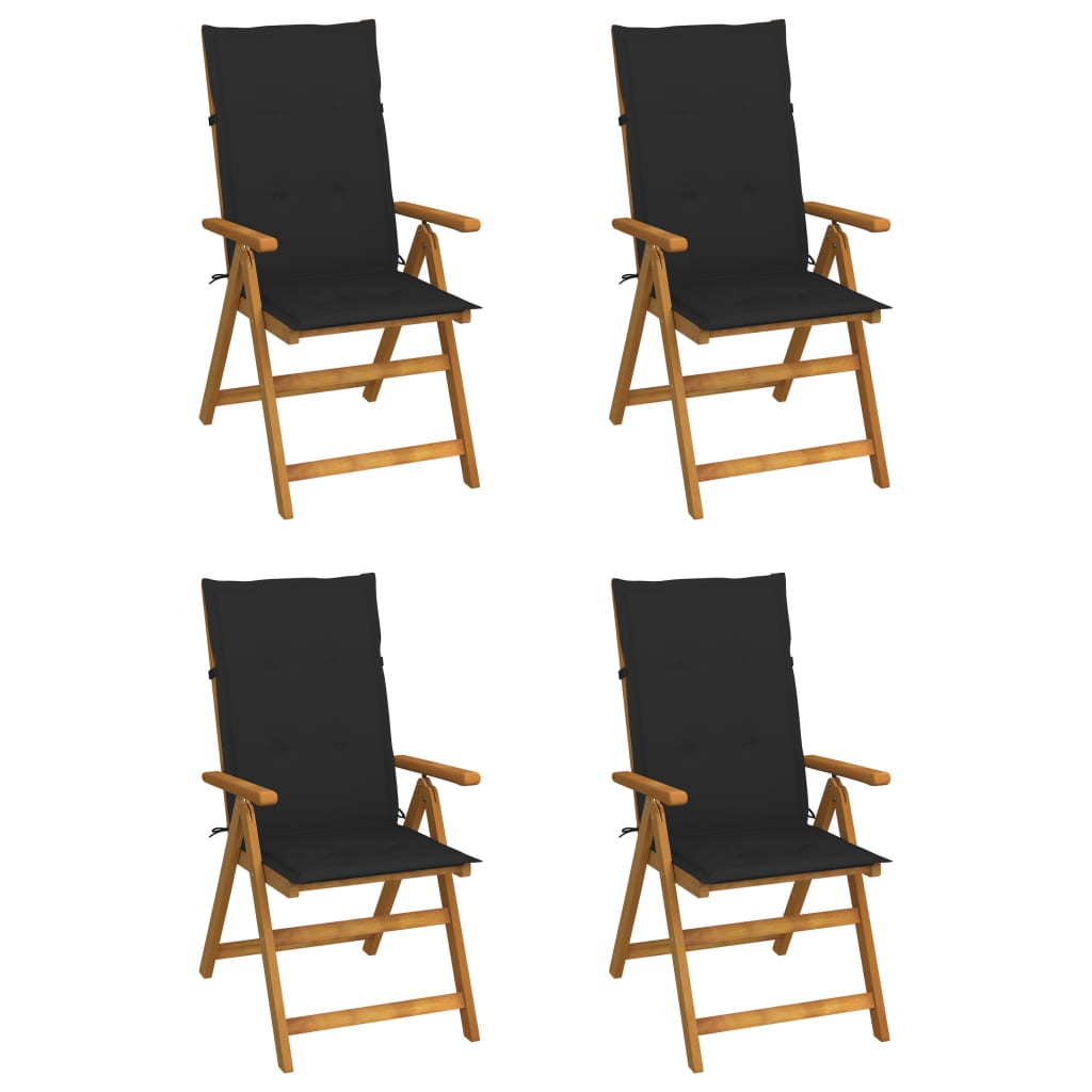 vidaXL Garden Chairs 2 pcs adjustable with cushions solid acacia wood