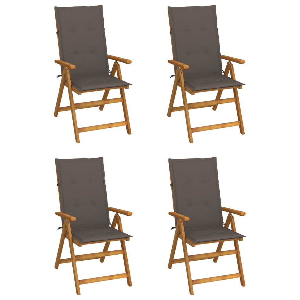 vidaXL Garden Chairs 2 pcs adjustable with cushions solid acacia wood