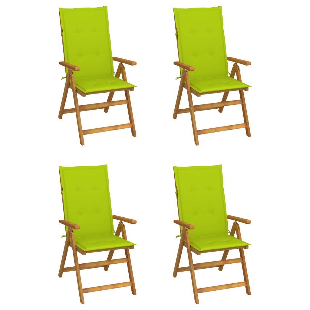 vidaXL Garden Chairs 2 pcs adjustable with cushions solid acacia wood