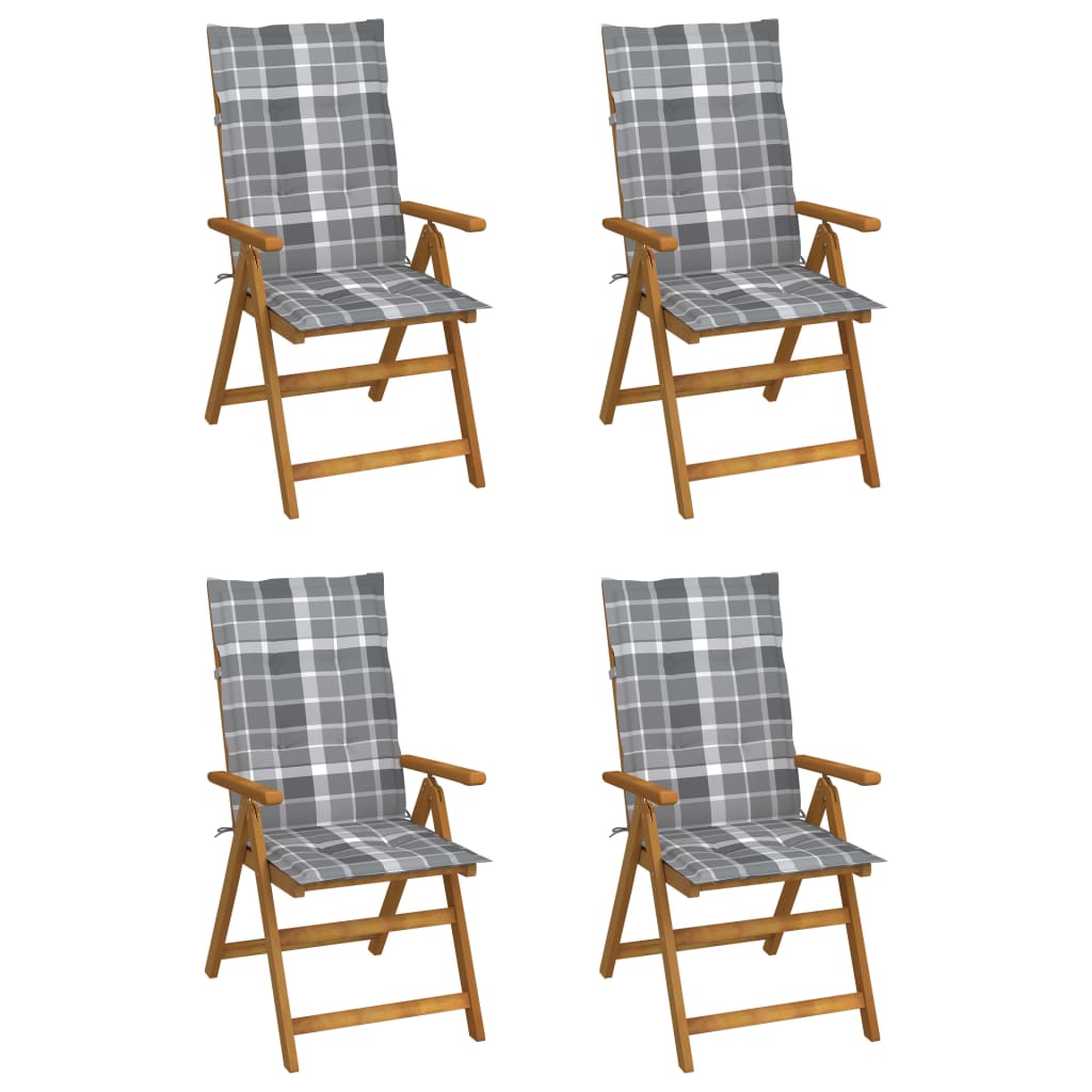 vidaXL Garden Chairs 2 pcs adjustable with cushions solid acacia wood