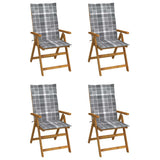 vidaXL Garden Chairs 2 pcs adjustable with cushions solid acacia wood