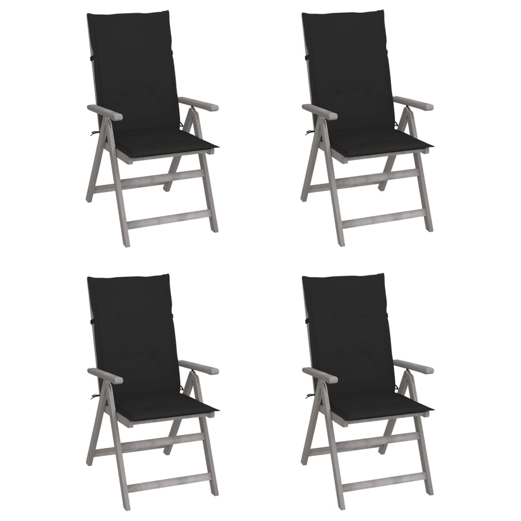 vidaXL Garden Chairs 2 pcs adjustable with cushions solid acacia wood