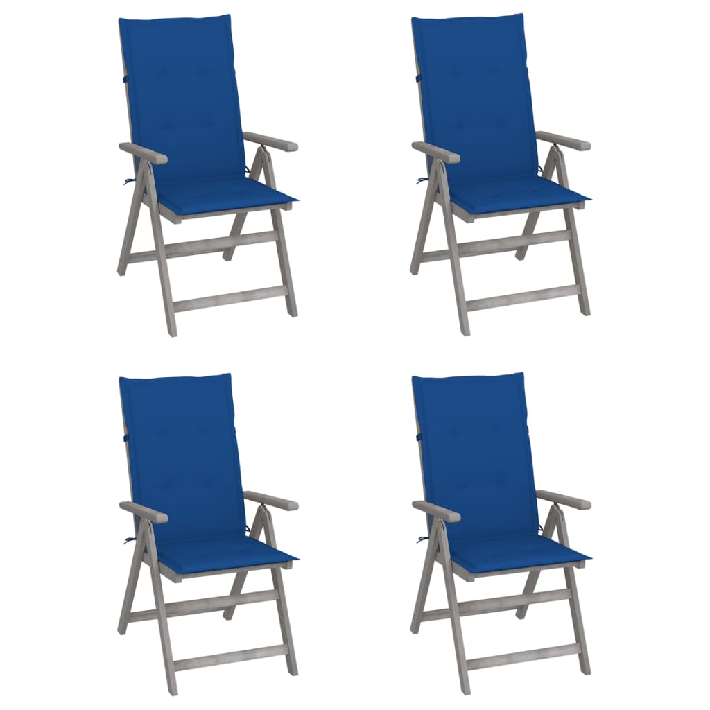 vidaXL Garden Chairs 2 pcs adjustable with cushions solid acacia wood