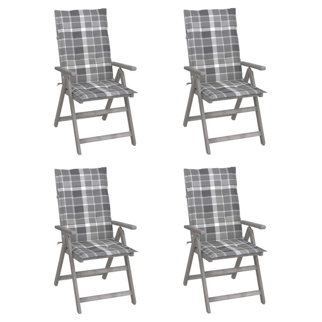 vidaXL Garden Chairs 2 pcs adjustable with cushions solid acacia wood