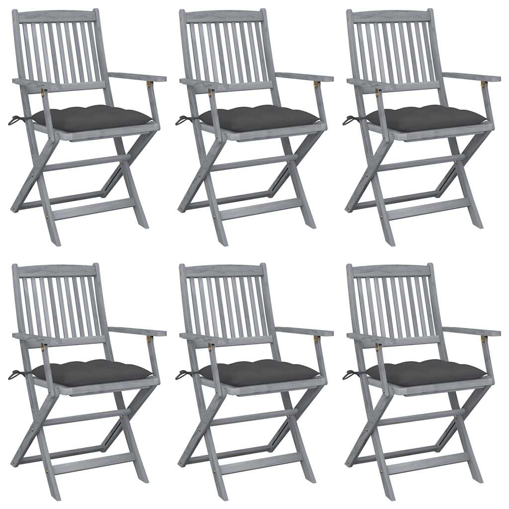 vidaXL Tuinstoelen 2 st inklapbaar met kussens massief acaciahout