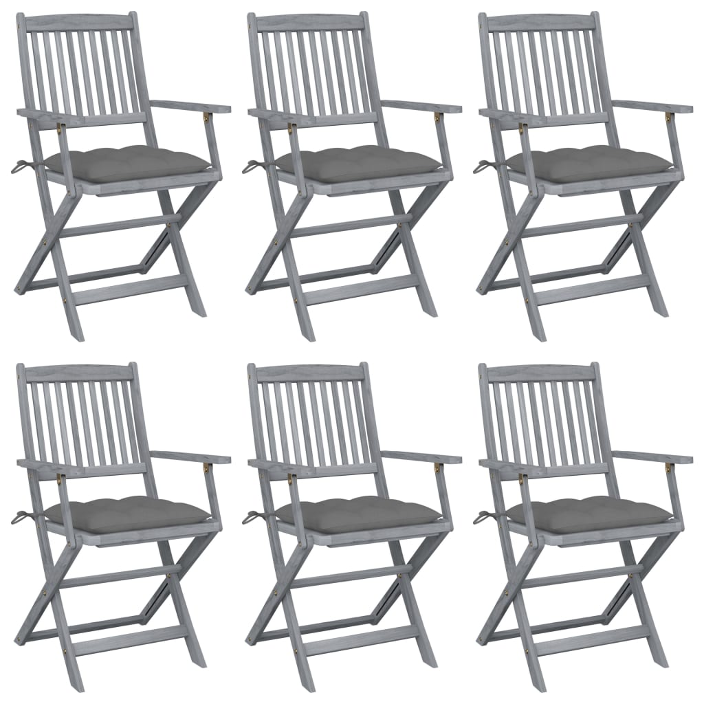 vidaXL Tuinstoelen 2 st inklapbaar met kussens massief acaciahout