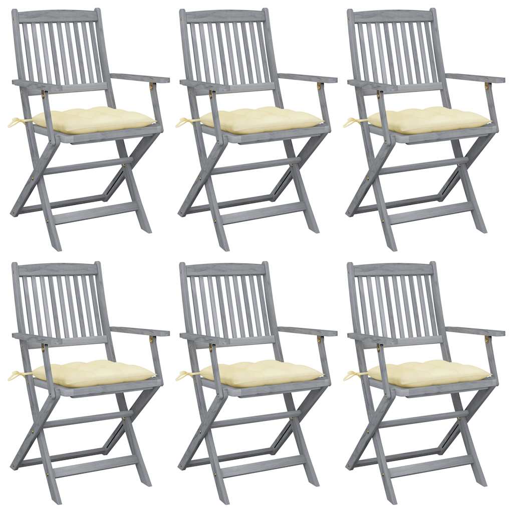vidaXL Tuinstoelen 2 st inklapbaar met kussens massief acaciahout
